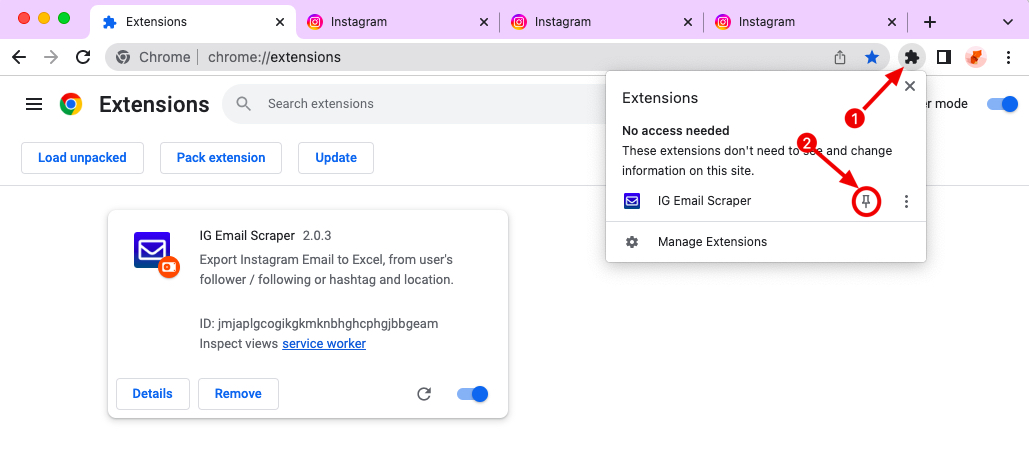 Workable Scraper chrome extension install pin